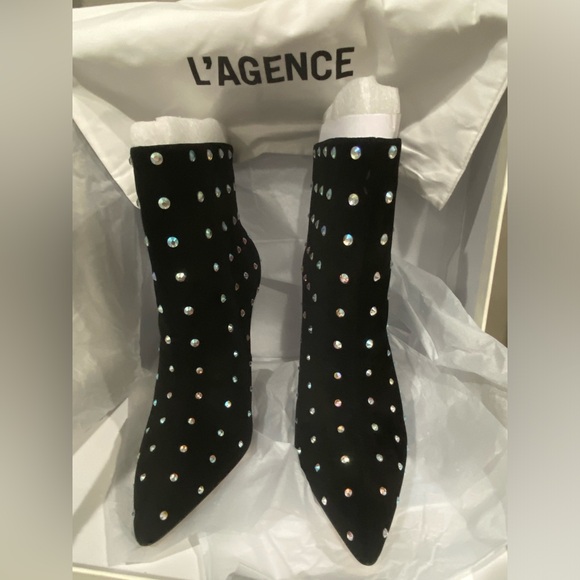 L’AGENCE Mariette Bootie II in BLACK IRIDESCENT - Picture 10 of 16